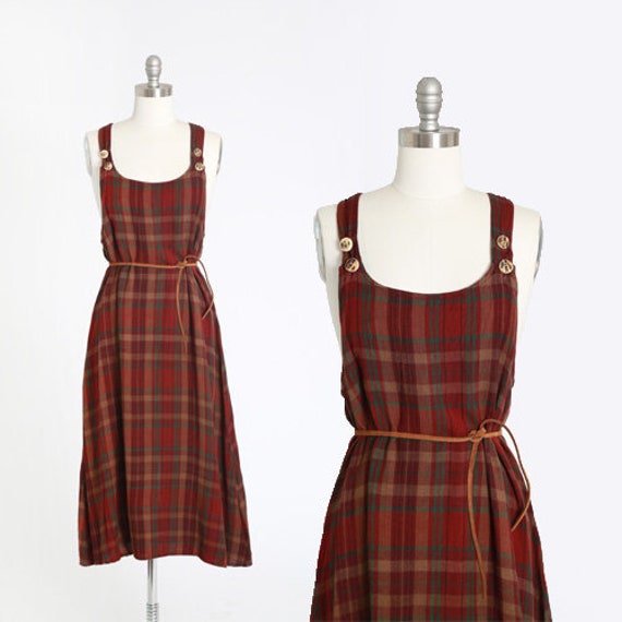 90s plaid jumper maxi dress