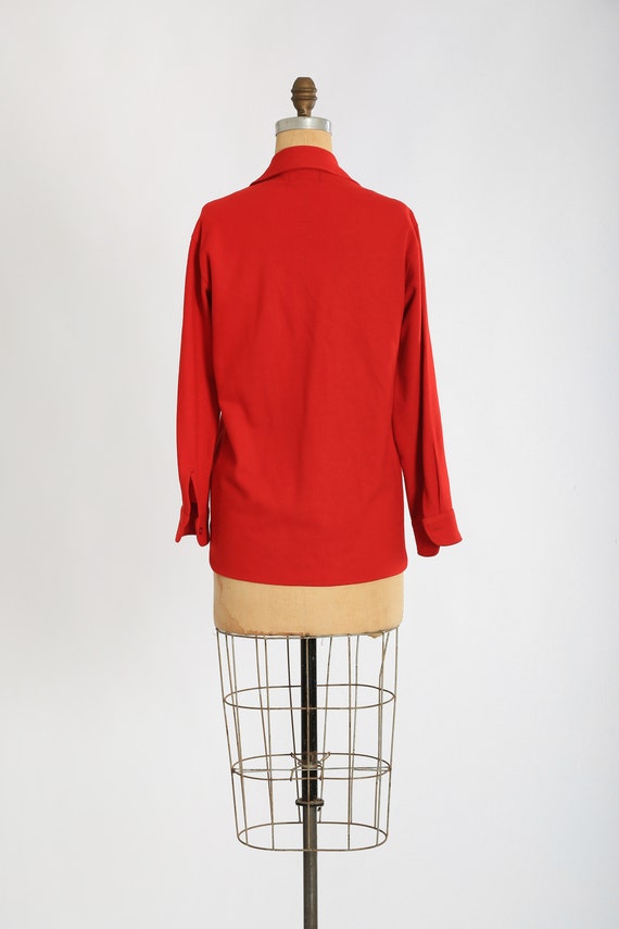 Vintage 60s 70s PENDLETON Red half zip wool shirt… - image 7