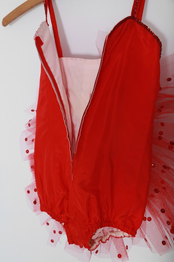 Vintage 50s red satin sequin tulle kids dance cos… - image 5