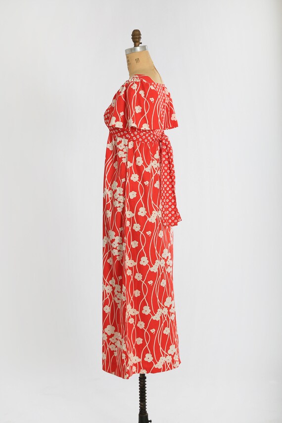 70s floral maxi dress | Vintage 1970s red floral … - image 8