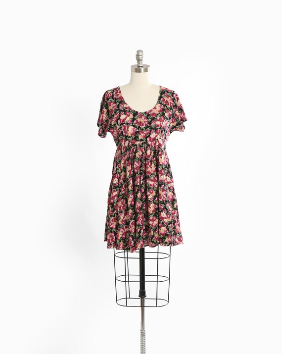 90s Contempo Casuals pink floral babydoll mini dress