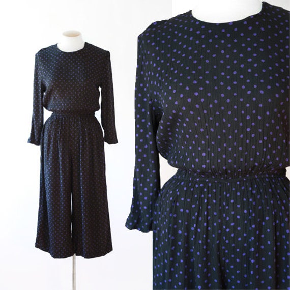 Polka Dot jumpsuit | Vintage 90s cropped jumpsuit