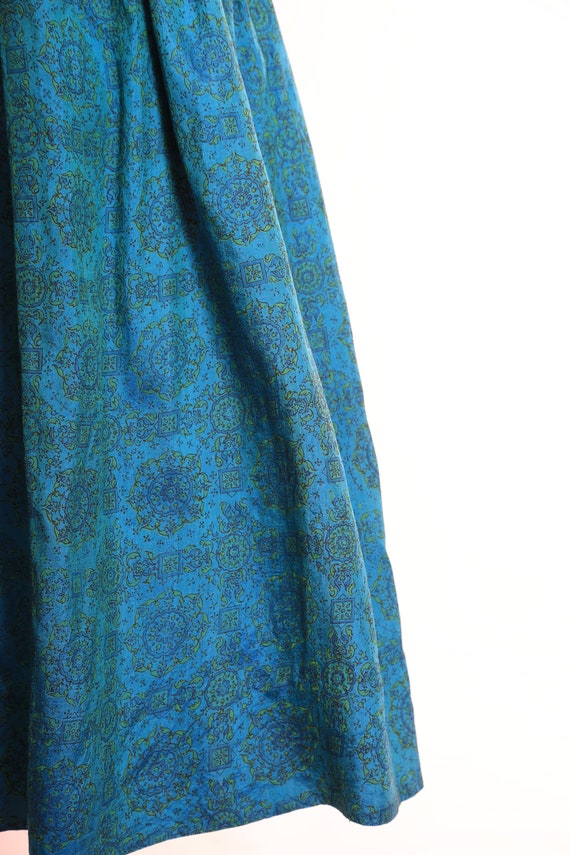 50s silk skirt | Vintage 1950s blue + green flora… - image 4