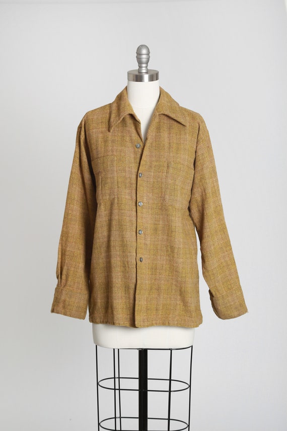 Puritan Aqua wool shirt | Vintage 60s mustard oliv