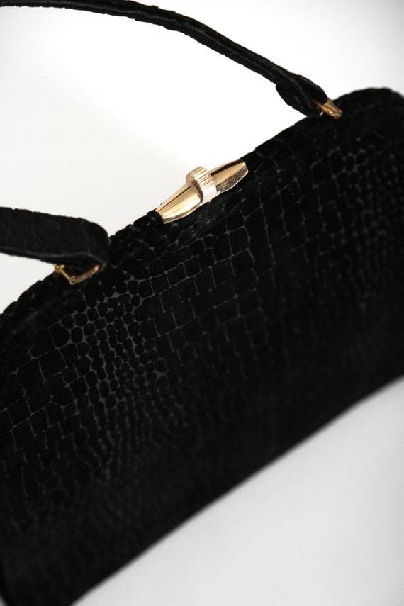 50s Velvet snake skin purse | Vintage 1950s Beau … - image 4
