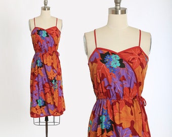 Vintage katoenen bloemenjurk uit de jaren 70