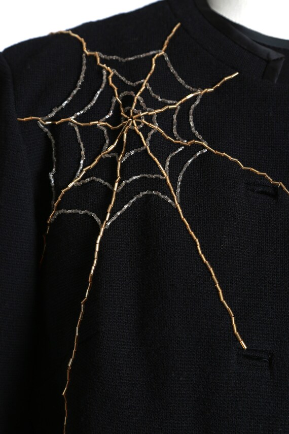 Spiderweb suit | Vintage 60s black knit wool bead… - image 2