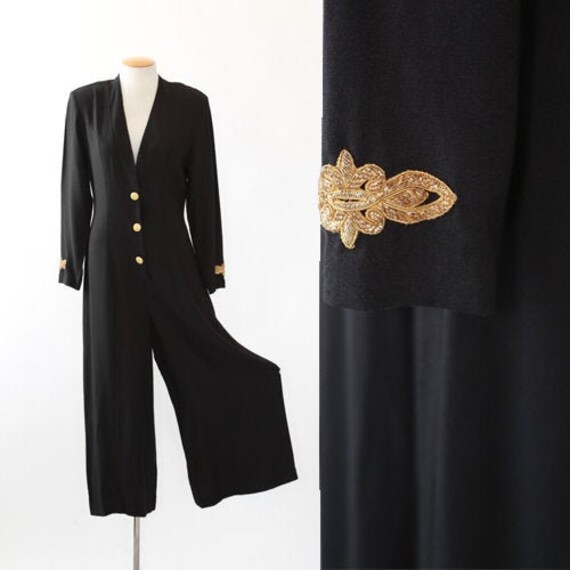 Military Jumpsuit | Vintage 90s Karen Kane black j