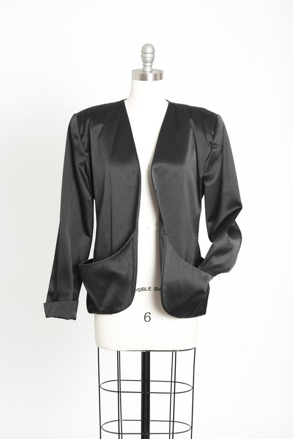 Vintage 90s Bisang Neiman Marcus black silk Blazer - image 1