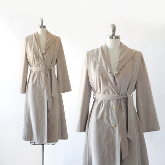Skin Gear II Coat Vintage 70s Non Leather Suede Trench Coat Etsy