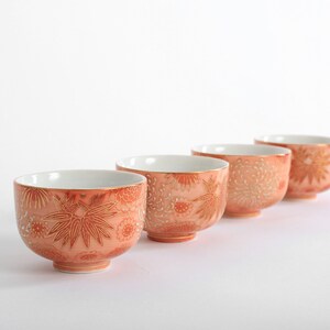 Antique Vintage 1910s Japanese Imperial wear hand panted tea cups Coffee set of 4 image 3