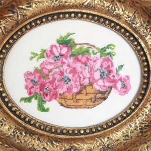 Antique Vintage Ornate Gold Oval Frame | Vintage Floral Needlepoint Art ...