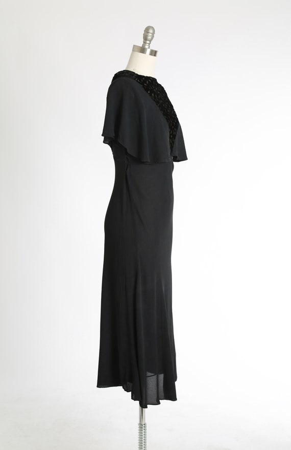 30s silk velvet dress | Vintage 30s black silk bu… - image 4