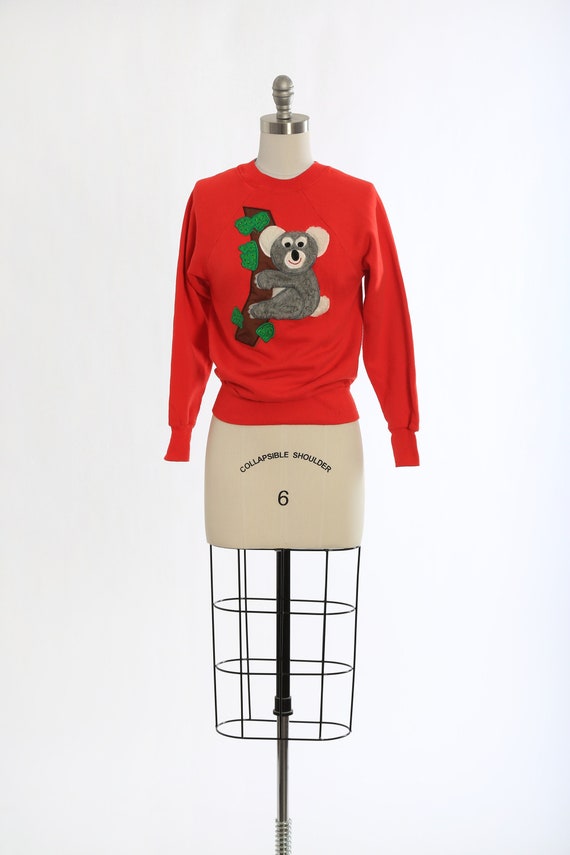 Koala bear raglan sweater  | Vintage 80s red Koala