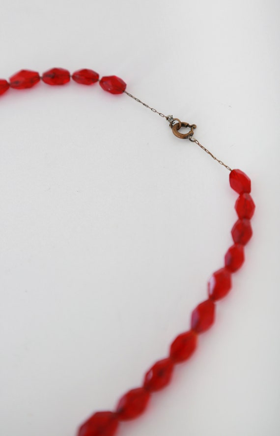 Antique vintage 1930s cherry red glass necklace - image 4