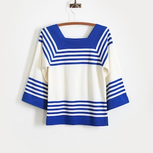 70s Nautical bell sleeve knit top