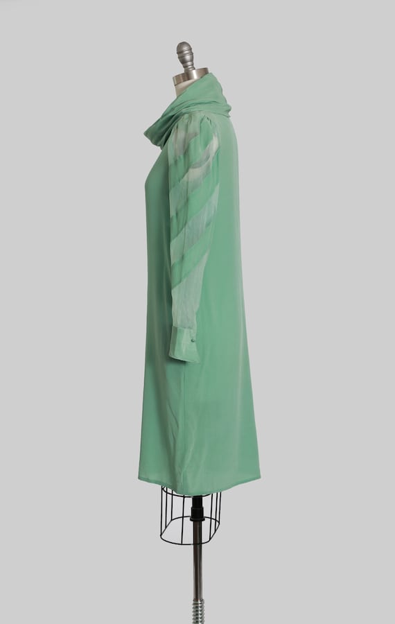 Mint silk dress | Vintage 70s Cowl neck silk dress - image 6