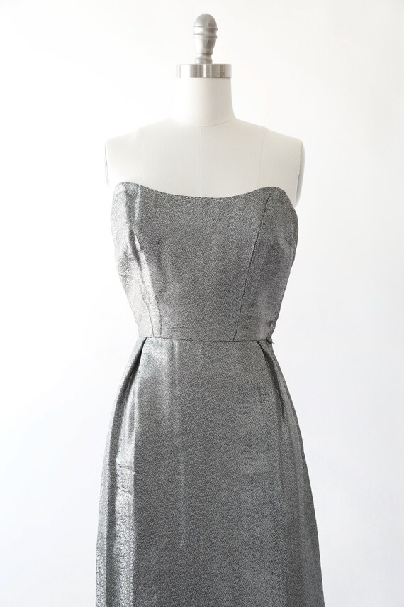 50s silver Lame bombshell dress | Vintage 1950s m… - image 4