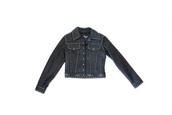 Studded black leather jacket | Vintage WILSONS lea