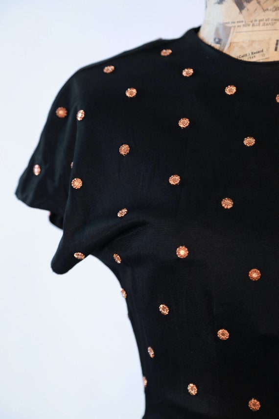 30s Antique studded gown | Vintage 30s 40s black… - image 4