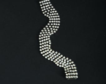 Vintage 1940s 50s Prong set rhinestone jeweled bracelet