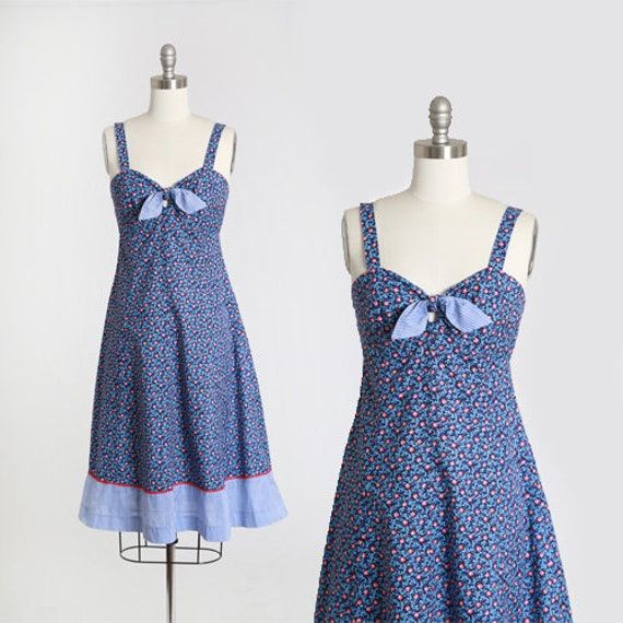 Lanz floral dress | vintage 70s 80s blue floral st