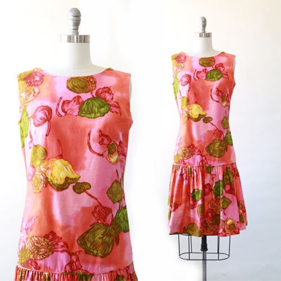 Vintage 60s Hawaiian drop waist Dress