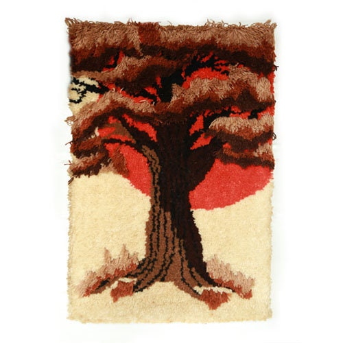 Fiber Art Vintage Mid Century Modern Yarn Tree