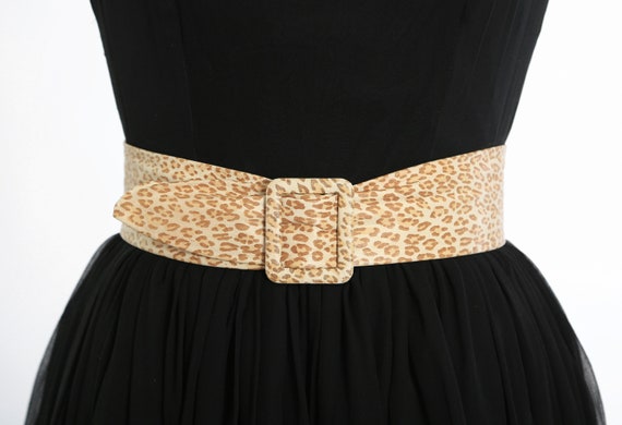 Vintage 80s 90s leather leopard print belt - image 1