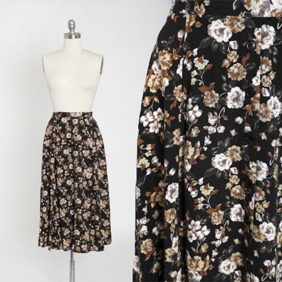 90s floral rayon midi dress