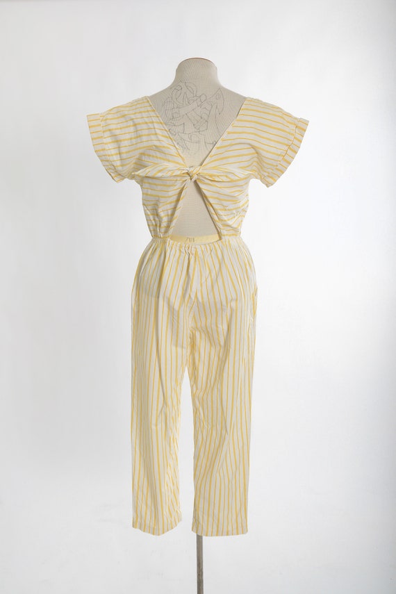 80s backless jumpsuit |  Vintage 1980s yellow str… - image 9