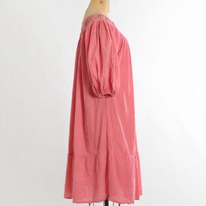 70er Jahre Rosa Baumwoll Gaze Häkelkleid Bild 6