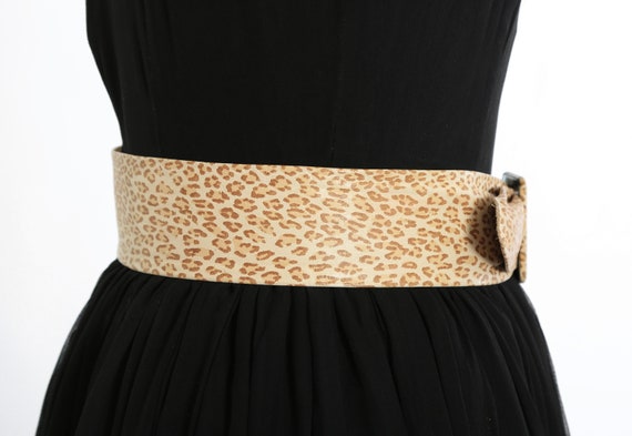 Vintage 80s 90s leather leopard print belt - image 3