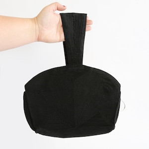 40s Corde wristlet | Vintage 1940s black cord purse