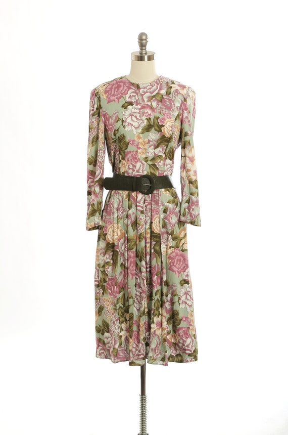 Vintage 90s floral rayon midi dress - image 2