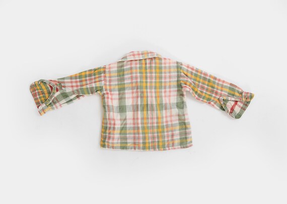 Vintage 40s Kids pastel plaid cotton flannel shirt - image 6