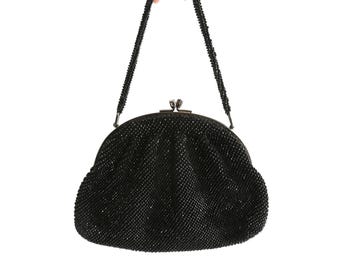 Vintage 1960s black beaded purse