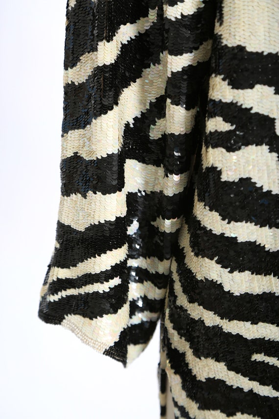 Vintage 80s St. Martin sequin beaded striped zebr… - image 4