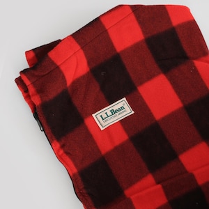 Cobertor para saco de dormir de lã polar vintage L.L. Bean Deadstock, lã xadrez vermelha