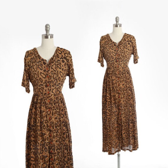 Snakeskin dress | Vintage 90s rayon snakeskin maxi