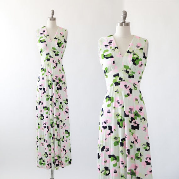 Vintage 70s abstract maxi dress - image 1