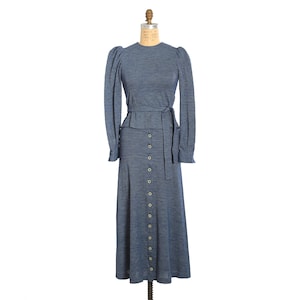 70s Paul Maris 2pc skirt Set | Vintage 1970s Blue knit skirt set