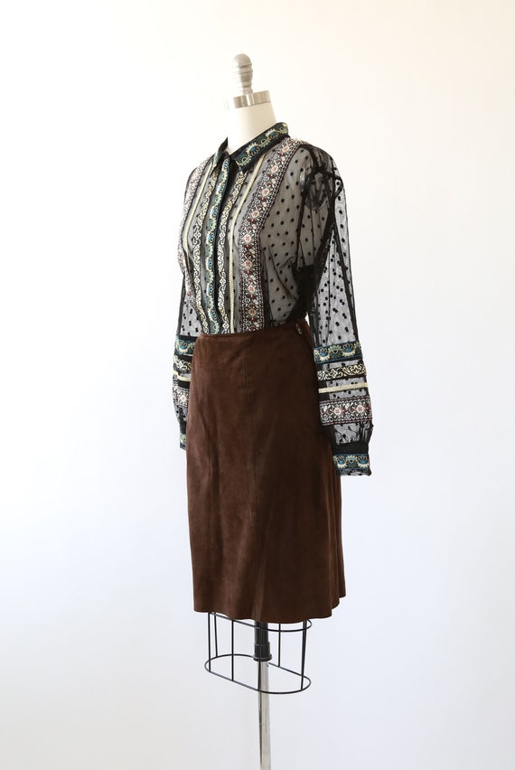 Vintage 60s brown suede leather mini skirt - image 5