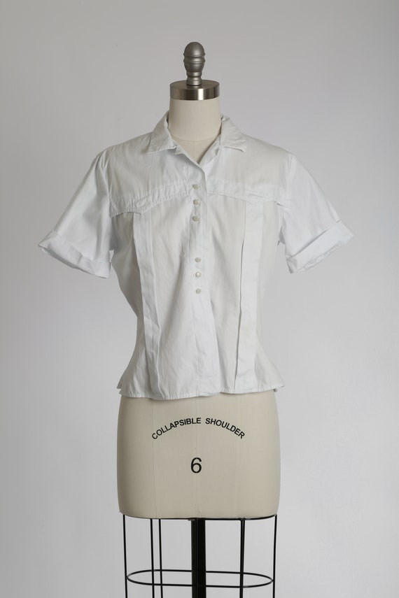Fritzi cotton blouse | Vintage 1950s white croppe