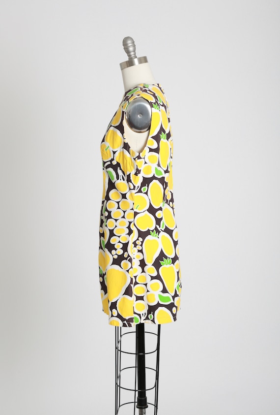 Vintage 60s MOD fruit dress | 1960s MOD yellow co… - image 6