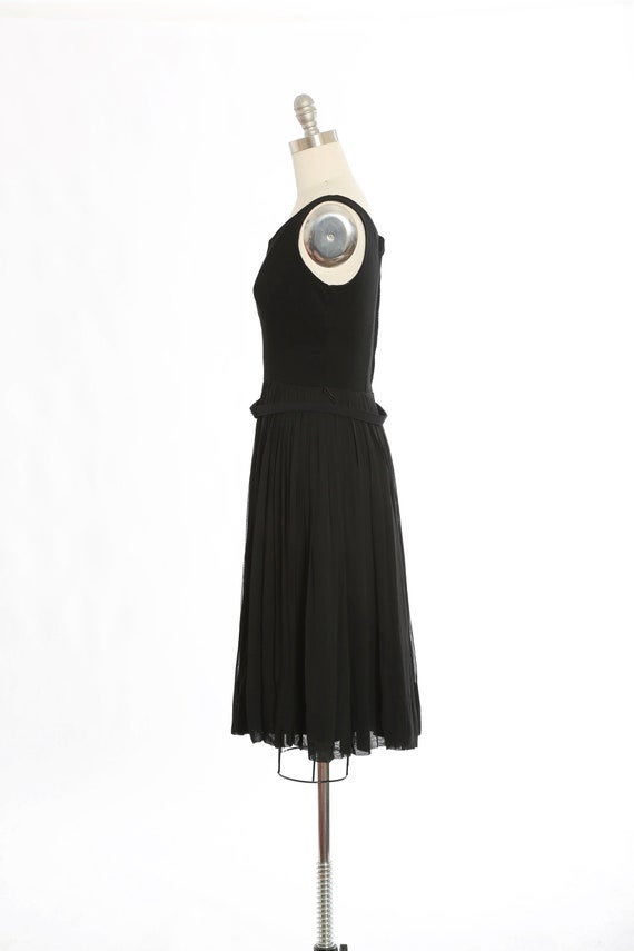 Vintage 50s black knit silk mini dress - image 6