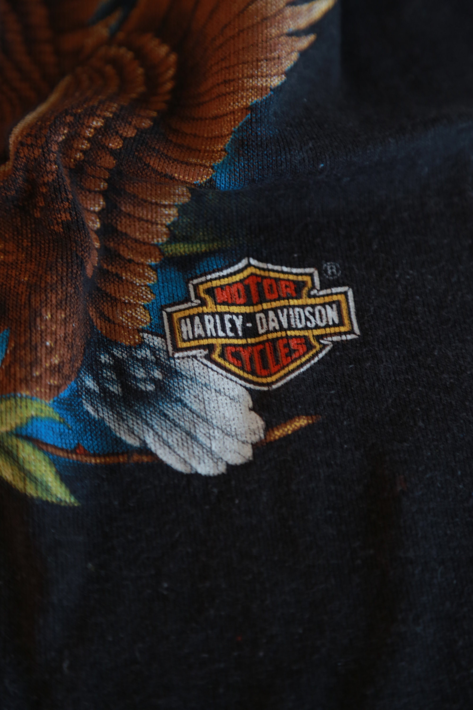 Vintage 80s 1987 Harley Davidson Motorcycle 3D EMBLEM Tank