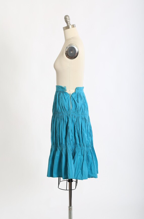 Vintage 50s blue cotton skirt - image 4