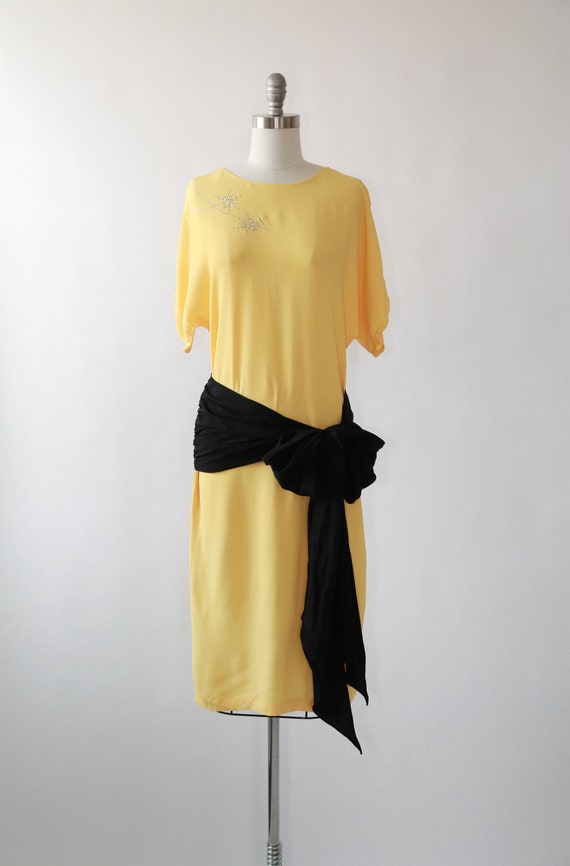 Vintage 90s 40s yellow rayon crepe dress - image 9