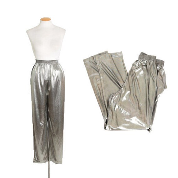 Liquid silver pants | Vintage 80s metallic silver